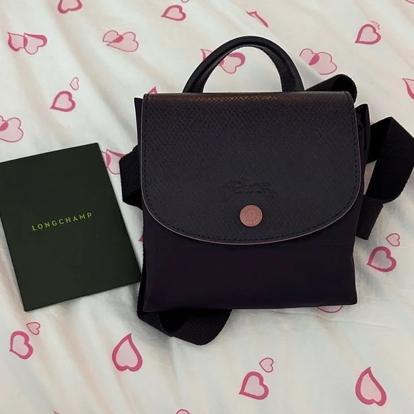 Longchamps deep purple (bilberry) with mauve accents Backpack NWOT - Picture 8 of 8